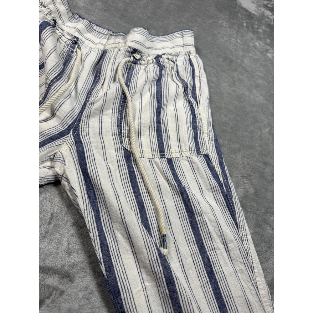 Anthropologie Seashore Striped Linen Blend Drawstring Pants Size 2P - Picture 7 of 13